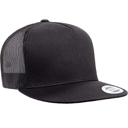 Yupoong 5-Panel YP Classic Trucker Cap | High Profile Flat Visor Snapback - color: Black