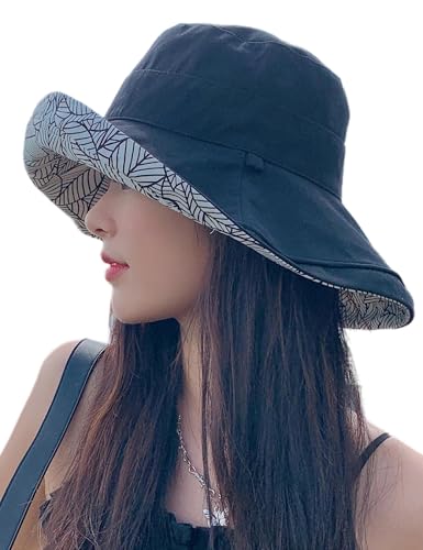 FaroDor Women's Reversible Bucket Hat UV Protection Packable Travel Cap Wide Brim Sun Hats 2026 - color: 6black