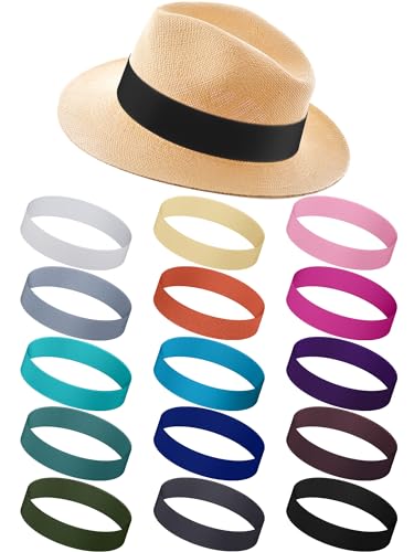Liitrsh 15 Pcs Stretchable Hat Bands Ribbon for Panama Hats - color: Light Colors