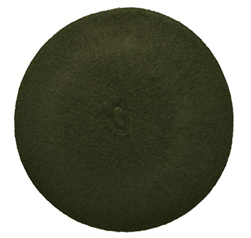 French Style Lightweight Casual Classic Beanie Solid Color Wool Beret - color: Olive