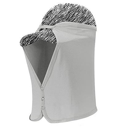 Unisex Sun Protection Neck Shade Mesh Cap Drape Elastic Cooling Face Covering - color: Light Grey