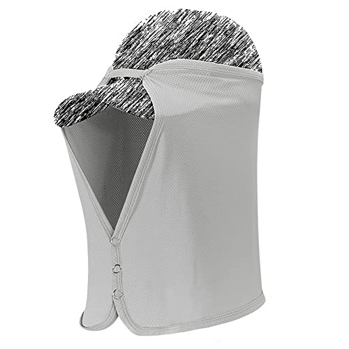 Unisex Sun Protection Neck Shade Mesh Cap Drape Elastic Cooling Face Covering - color: Light Grey