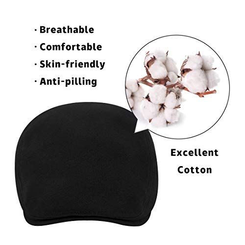 WETOO Men's Flat Cap Gatsby Newsboy Lvy Irish Hats Driving Cabbie Hunting Cap - color: A1-black