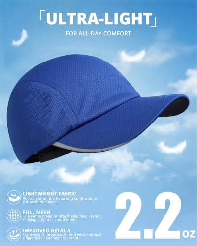 GADIEMKENSD Men’s Running Hat Performance Mesh Cap, Excellent Breathable - color: Royal Blue