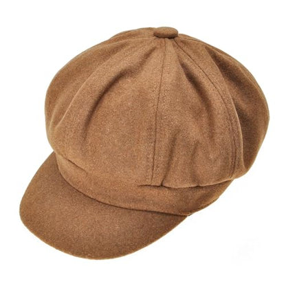 ZLYC Women Classic Newsboy Cap Visor 8 Panel Gatsby Cabbie Paperboy Hat - color: Camel