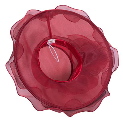 Lawliet Womens Dressy Wide Brim Church Wedding Occasion Sun Hat A613 - color: Wine