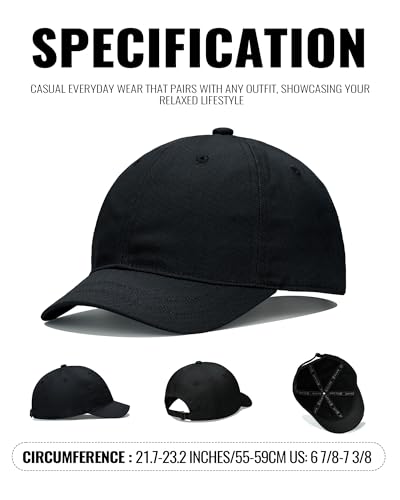 Croogo Cotton Short Brim Hat Low Profile Baseball Cap Unisex Streetwear - color: Black