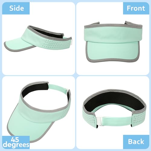 Kids Sun Visor Hats for Girls Boys Reflective Sports Hats Summer Beach Running Tennis Golf Caps Age 8-14 - color: Reflective Strip-mint