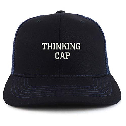 Trendy Apparel Shop Thinking Cap Washed Two Tone Trucker Baseball Cap - color: Black Navy