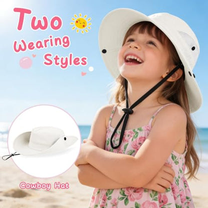 ZOORON Kids Girls Ponytail Sun Hat UPF 50+ Breathable Mesh Water-Resistant - color: Solid Beige