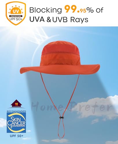 Home Prefer UPF 50+ Men's Sun Hat Wide Brim Bucket Hat UV Protection Hat for Mens Womens Beach Safari Gardening Golf Fishing - color: Burnt Orange