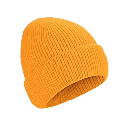 Beanie for Men Women Cuffed Thick Knitted Skull Cap Unisex Winter Hat - color: Orange