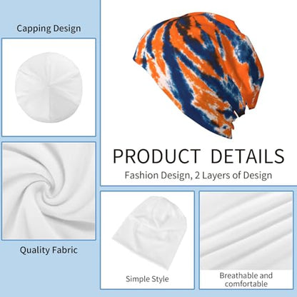Beanie Hat for Men Women Slouchy Beanie Skull Sleep Cap Soft Lightweight Chemo Hat Stretch Cancer Headwear - color: Tie Dye Orange