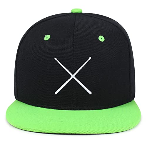 JPAK Drum Stick Hip-Hop Snapback Hat Embroidered Baseball Cap Drummer - color: 20. Black/Neon Green