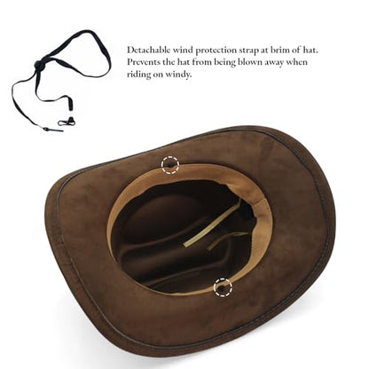LIDHAY Cowboy Hat for Women Men with Shapeable Wide Brim Western Suede Hat for Cowboys and Cowgirls - color: Coffee