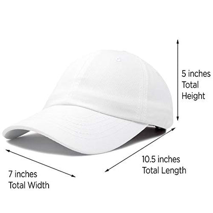 DALIX Baseball Cap Dad Hat Plain Men Women Cotton Adjustable Blank Unstructured Soft - color: White