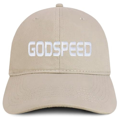 Trendy Apparel Shop Godspeed Embroidered Soft Cotton Baseball Cap - color: Stone