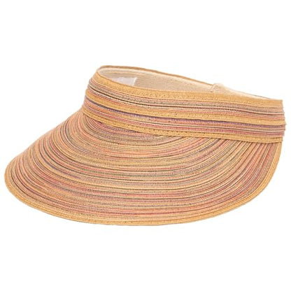 San Diego Hat Company Women's Mixed Braid Brim Visor with Velcro, Sun Hats for Women - color: Rust