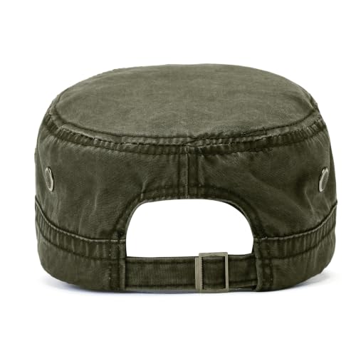 2 Pack Military Caps for Men Women, Washed Cotton Cadet Army Hats - color: Army Green+khaki