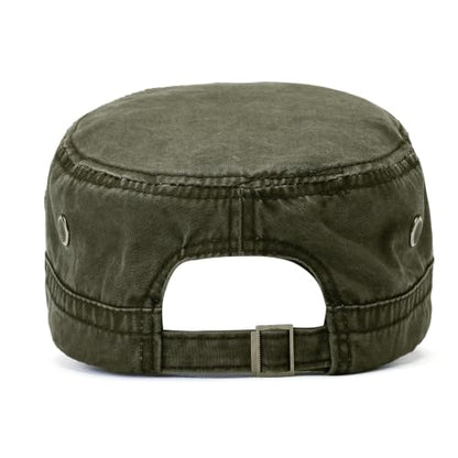 2 Pack Military Caps for Men Women, Washed Cotton Cadet Army Hats - color: Army Green+khaki
