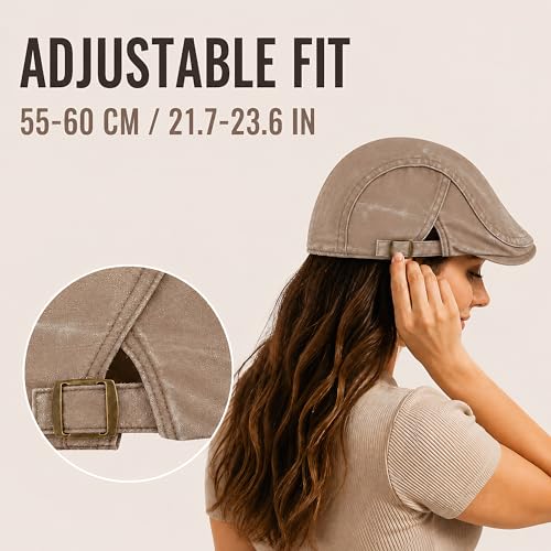 SEAUR Newsboy Hats for Women Cotton Ivy Flat Cap Adjustable Breathable Cabbie Gatsby Golf Hats Gatsby Irish Hat for Men - color: Coffee