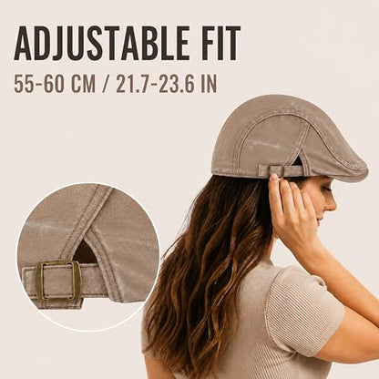SEAUR Newsboy Hats for Women Cotton Ivy Flat Cap Adjustable Breathable Cabbie Gatsby Golf Hats Gatsby Irish Hat for Men - color: Coffee