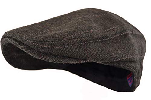 Wonderful Fashion Men's Classic Herringbone Tweed Wool Blend Newsboy Ivy Hat (Large/X-Large, Charcoal) - color: Brown Plaid, size: Large-X-Large