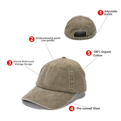 Dad Hat Baseball Cap Unisex Outdoor Unstructured Washed Soft Cotton Mountain Hat - color: Blank,olive