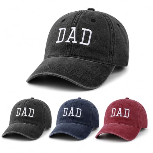 Vintage DAD Baseball Cap for Men, Embroidered Dad Hat, Washed Casual Cap, for New Dads - color: Black