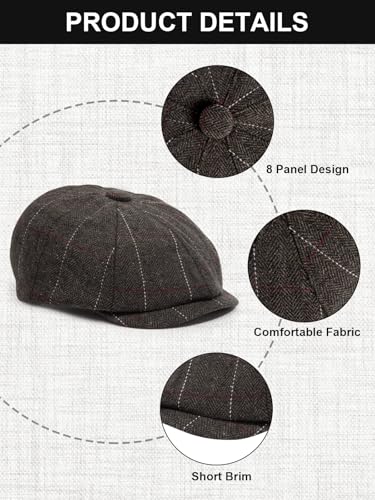 Senker Fashion 2 Pieces Newsboy Cap for Men - color: Black Brown