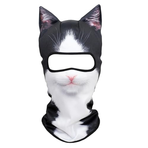 WTACTFUL 3D Animal Ears Balaclava, Breathable Face Mask for Halloween - color: # British Bicolor Cat Meb-18