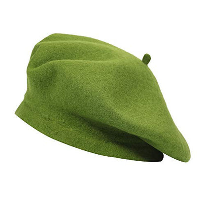 ZLYC Wool French Beret Hat Solid Color Classic Artist Cap for Women - color: Light Green