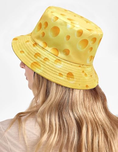 XYIYI Cute Bucket Hat Beach Fisherman Hats for Women Men Teen Girls - color: Yellow Cheese