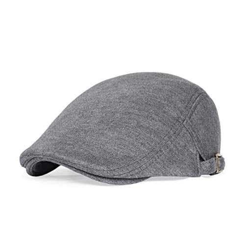 VOBOOM Men Newsboy Cap Cotton Flat Ivy Gatsby Driving Hat - color: Dark Grey