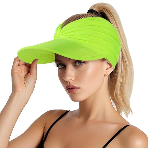 Sun Hats for Women, Wide Brim UV Protection Foldable Sun Visor Hats, UPF50+ - color: Green