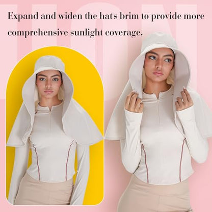 Shyyween 3 Pack Wide Brim Hats for Women,UPF 50+ - color: Beige, Black, Khaki