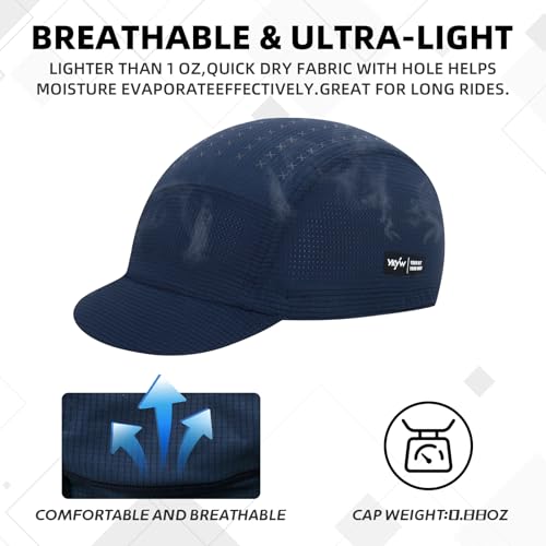 YKYWBIKE Cycling Cap for Men & Women,Sun Protection Cycling Hat Under Cycling Helmet,Cooling Helmet Liner with Sun Visor - color: Dark Blue
