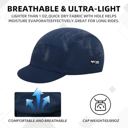 YKYWBIKE Cycling Cap for Men & Women,Sun Protection Cycling Hat Under Cycling Helmet,Cooling Helmet Liner with Sun Visor - color: Dark Blue