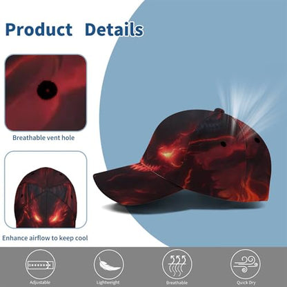 Lightweight Sweat Wicking All Over Print Baseball Cap Bold Graphic Sports Cap for Running, Gym - color: Evil Dragon
