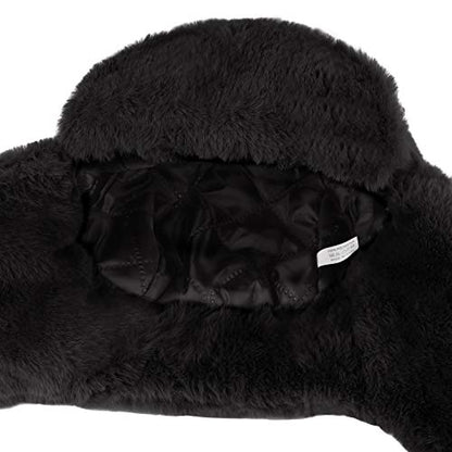 Adults Winter Cozy Plush Ushanka Russian Hat Windproof Full Hood Earflap Hat Warm Cold Proof Ski Hunting Cycling Trapper Hats - color: Black