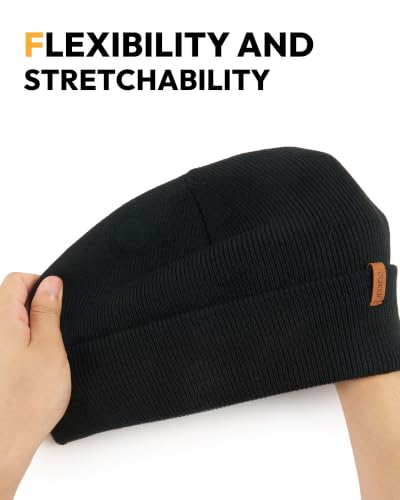 Beanie for Men Women, Winter Double Layer Warm Hat Skull Cap - color: Black+camouflage+grey