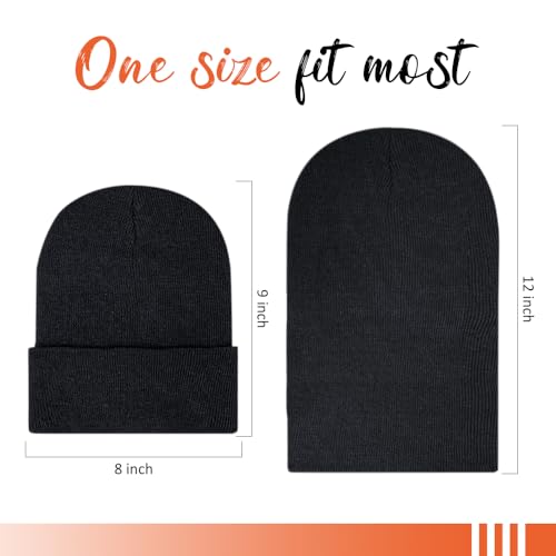 ZH 6 Pack Men's Winter Knit Beanies with Fleece Lining, Warm Stretchy Skull Caps for Cold Weather, Unisex Thermal Hats - color: Black