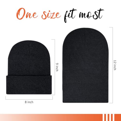 ZH 6 Pack Men's Winter Knit Beanies with Fleece Lining, Warm Stretchy Skull Caps for Cold Weather, Unisex Thermal Hats - color: Black