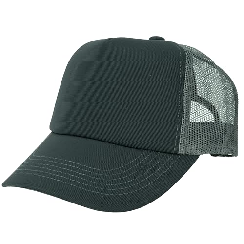 Gelante Polyester Foam Front, Mesh Back 5 Panel Sublimation Trucker Baseball Cap Snapback Hat - color: Dark Gray