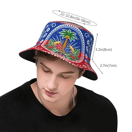 Bucket Hat for Men Women Packable Sun Hats Fisherman Outdoor Summer Travel Hiking Beach Caps - color: Haiti Paisley