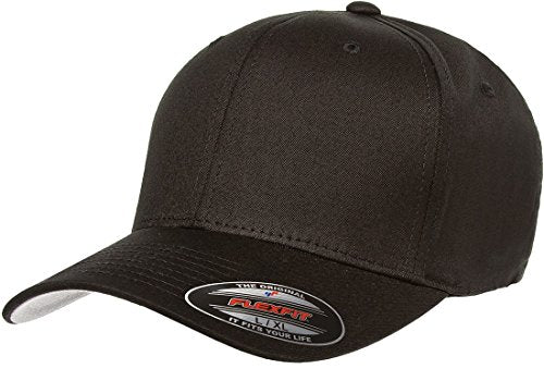 Flexfit/Yupoong Men's Cotton Twill Fitted Cap - color: Black, size: 6 3/4-7 1/4