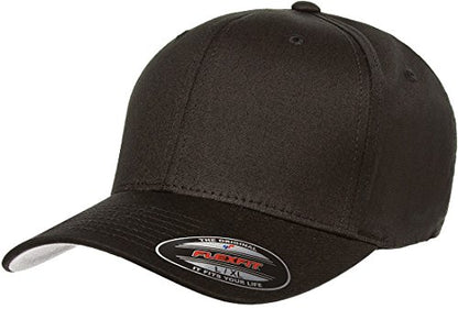 Flexfit/Yupoong Men's Cotton Twill Fitted Cap - color: Black, size: 6 3/4-7 1/4