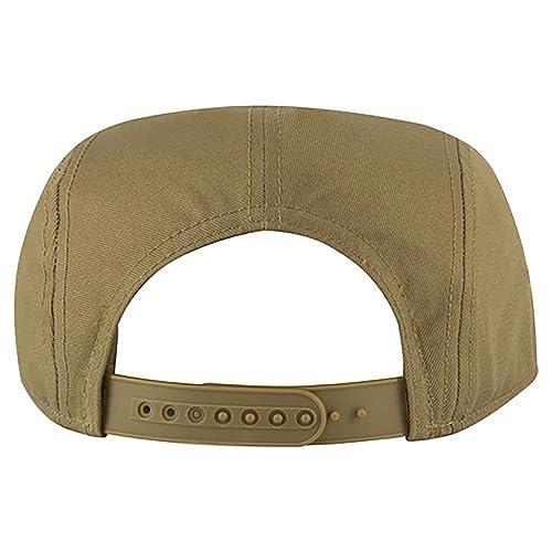 Ashen Fane 5 Panel Superior Cotton Twill Square Flat Visor Adjustable Camper Hat - color: Snapback-coyote Brown