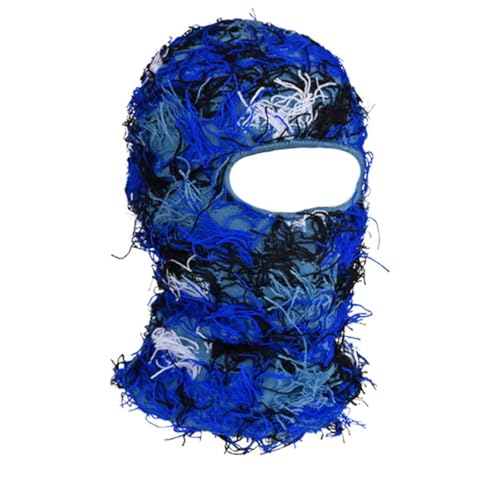 yolrdiw 2 Pieces Winter Distressed Balaclava Knitted Ski Full Face Mask for Women Men - color: Camo Blue