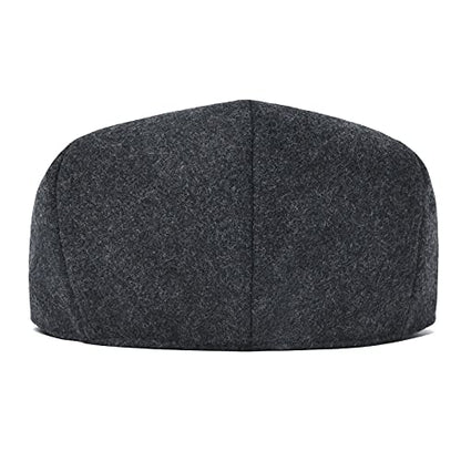 FEINION Men's Wool Tweed Newsboy Ivy Cap Gatsby Golf Flat Hat - color: Dark Grey, size: 7 1/2